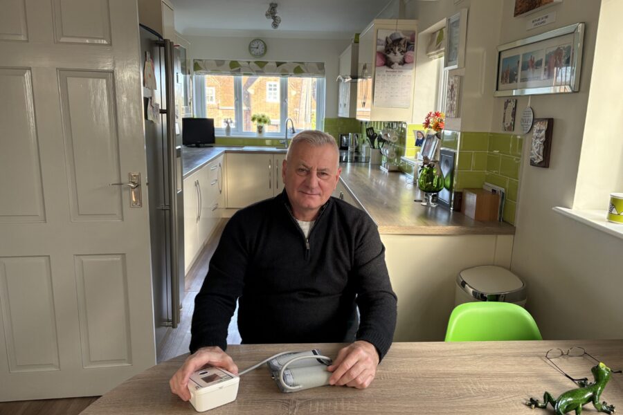 Kevin Collett 63 from Braintree taking his blood pressure